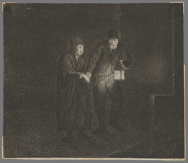 Stredoeurópsky grafik zo 17. storočia – Starena a starec s lampášom