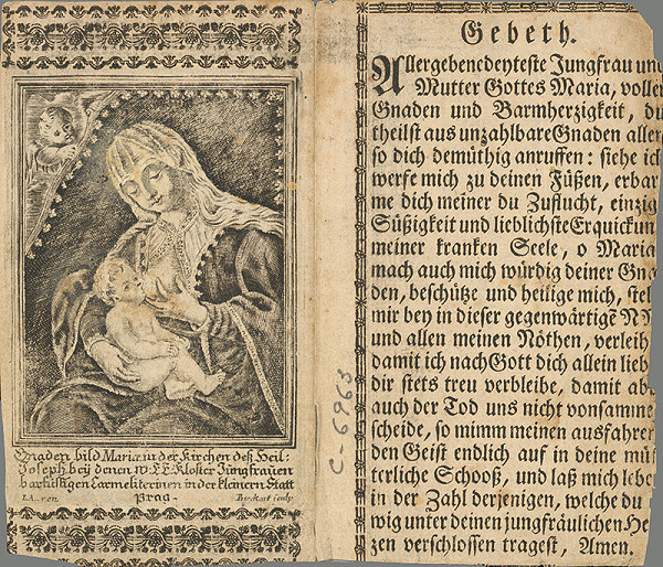 Karl Birkhart – Svätý obrázok s vyobrazením milosrdného obrazu Panny Márie z kostola sv. Josefa v Prahe