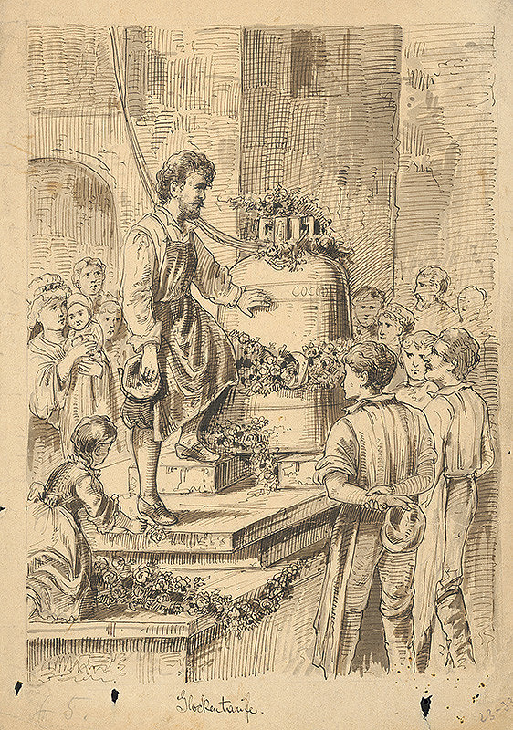 Rakúsky grafik z 19. storočia – Vysviacka zvona