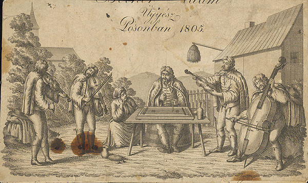 Maďarský grafik z 19. storočia – Cigánski hudobníci