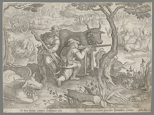 Jan van der Straet, Philip Galle, Neznámy rytec – Lov na jeleňa s pomocou maskovania (32)