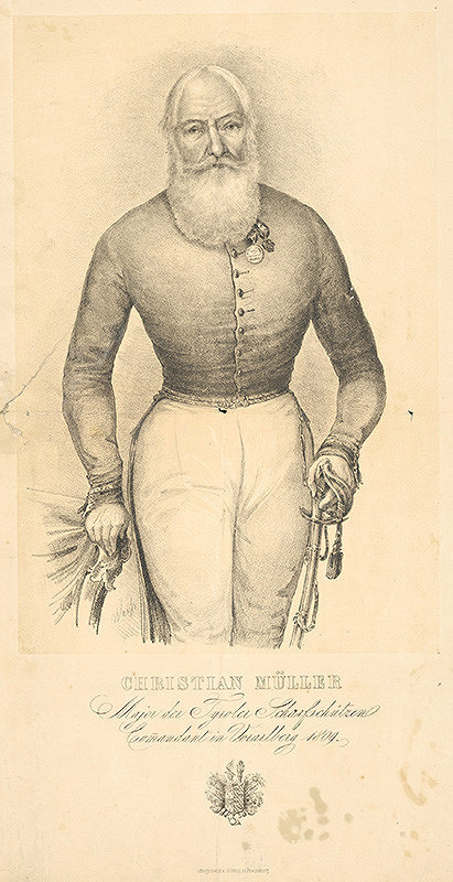 Stredoeurópsky grafik z 1. polovice 19. storočia – Portrét veliteľa Christiana Müllera