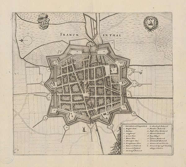 Stredoeurópsky grafik z 1. polovice 17. storočia – Plán opevnenia mesta Franskenthalu
