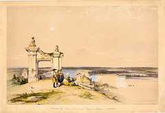 James Baker Pyne, George Edwards Hering – Pohľad na Dunaj a Tereziánsku bránu Bratislavského hradu 