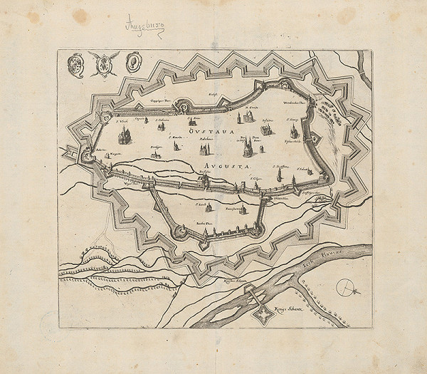 Stredoeurópsky grafik z 1. polovice 17. storočia – Plán opevnenia mesta Augsburgu