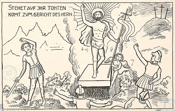 Karol Frech – Náčrt ozdoby z rakvy Fuggerovej v Dóme - Vzkriesenie Krista 