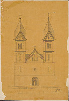 Frigyes Schulek – Plán fasády kostola v Rimavských Janovciach / v minulosti Jánošovce (Jánosi) 