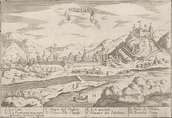 Stredoeurópsky grafik z 2. polovice 17. storočia – Pohľad na Bratislavu z juhu
