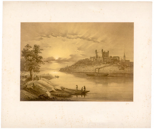 Stredoeurópsky grafik z polovice 19. storočia – Pohľad na Bratislavu z juhovýchodu