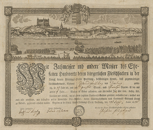 Gottfried Prixner – Cechový list bratislavských mäsiarov