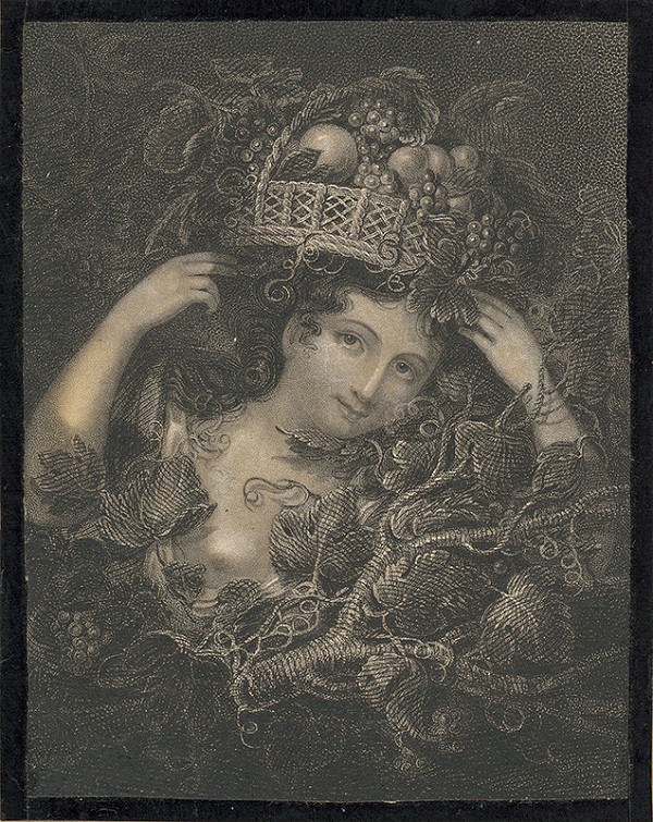 Stredoeurópsky grafik z 1. polovice 19. storočia – Deva s hroznom 