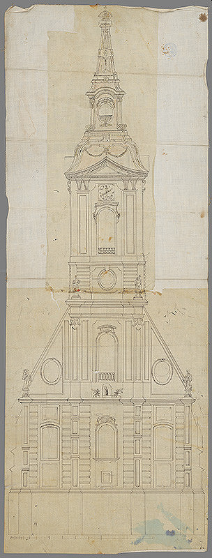 Stredoeurópsky grafik z 1. polovice 19. storočia – Západná fasáda veže dómu sv.Martina v Bratislave 