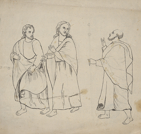 Stredoeurópsky grafik z 1. polovice 19. storočia – Dvaja apoštoli s Ježišom