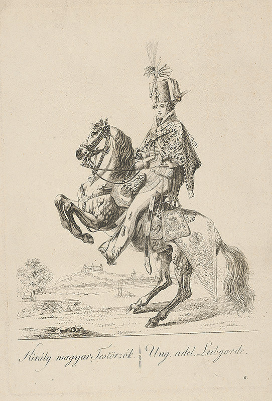 Stredoeurópsky grafik z 18. storočia – Jazdec z kráľovskej telesnej stráže