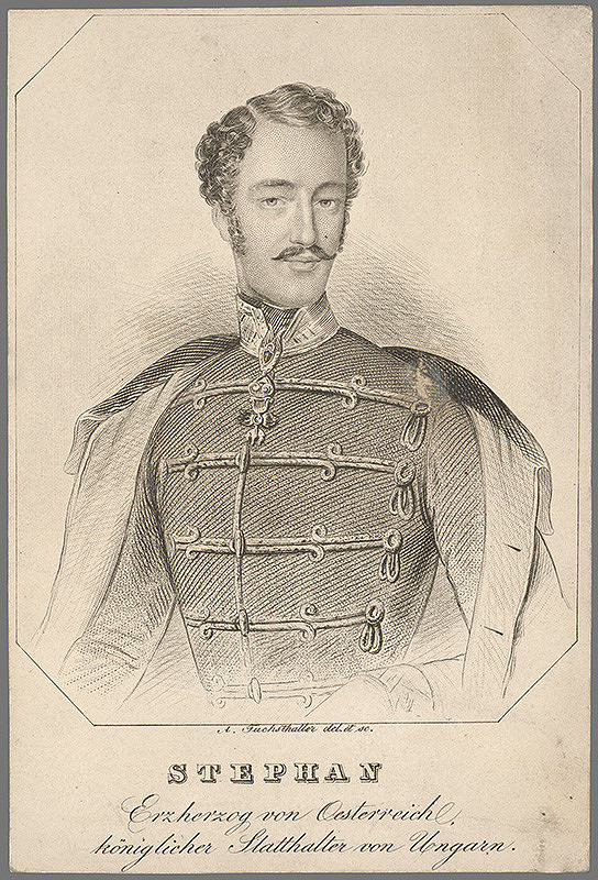 Alajos Fuchsthaller – Portrét arcivojvodu, uhorského palatína Štefana Habsbursko-lotrinského