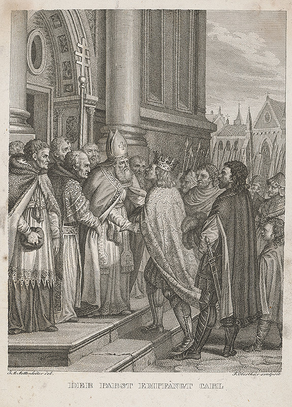 François Jacques Oberthür, Johann Michael Mettenleiter – Pápež Hadrián I. prijíma Karola I. Veľkého v Ríme