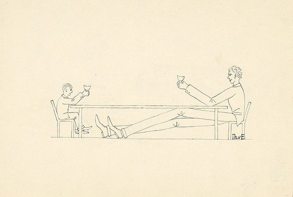 Stredoeurópsky grafik z 20. storočia – Ľudo Ondrejov za stolom
