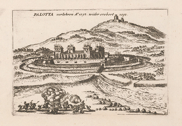 Stredoeurópsky grafik zo 17. storočia – Pohľad na pevnosť Palotta