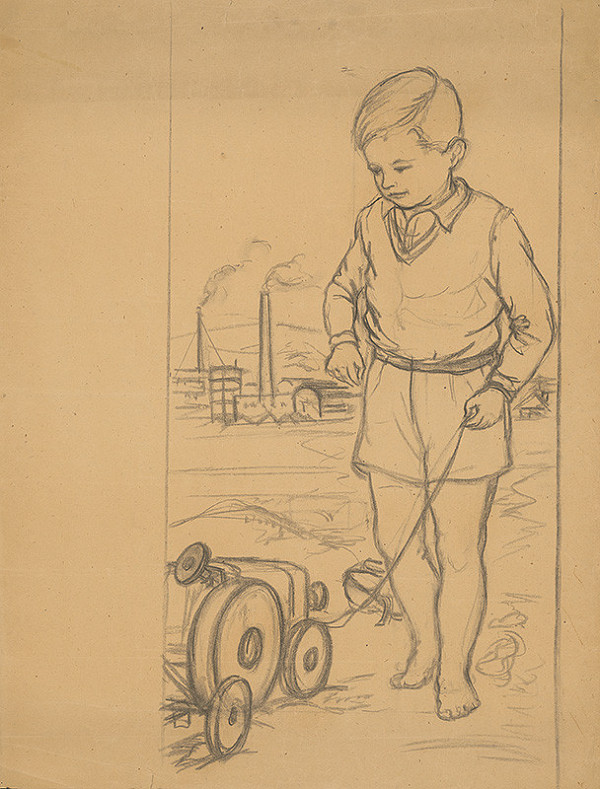 Stredoeurópsky grafik z 20. storočia – Chlapec s traktorom