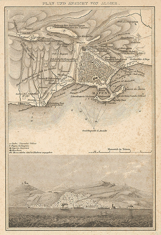 Nemecký grafik z 19. storočia – Plán a pohľad na Alžír 