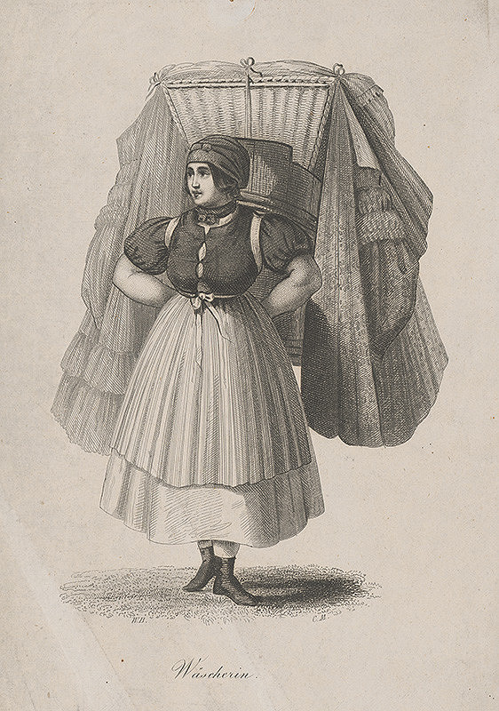 Nemecký grafik z 19. storočia – Práčka