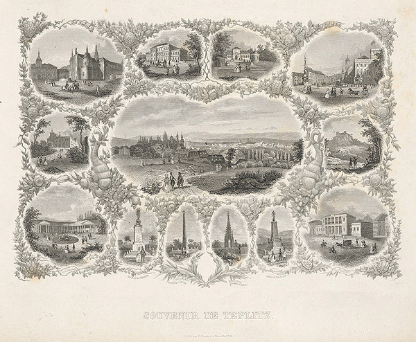 Francúzsky grafik z 19. storočia – Pohľad na mesto Teplice v Čechách