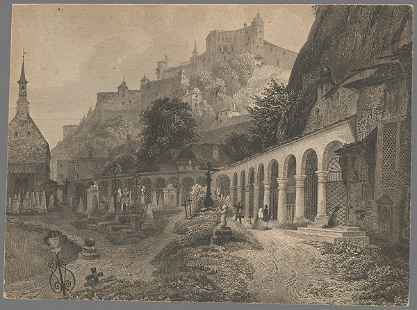 Stredoeurópsky grafik z 19. storočia – Cintorín v Salzburgu