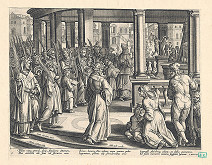 Adriaen Collaert, Philips Galle, Jan van der Straet – Vstup Krista do Jeruzalema ((Šimon slávnostne vstupuje do Jeruzalema (ilustrácia z Encomium musices)) 