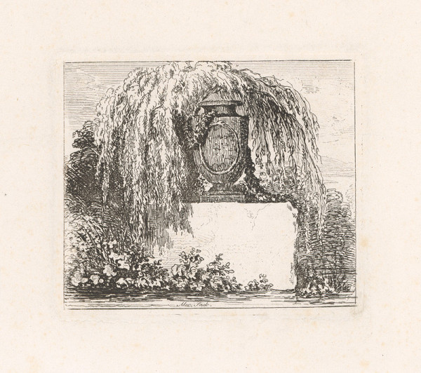 Alexander Sack – Kameninová amfora s popínavými kvetmi na podstavci (Krajina) 