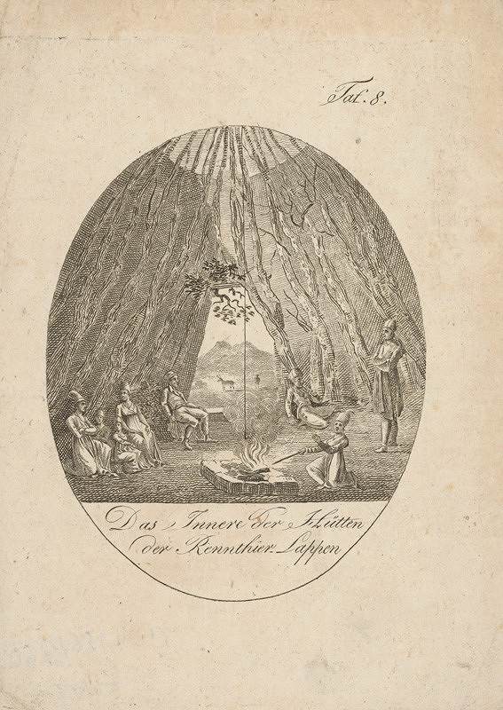 Stredoeurópsky grafik z 18. storočia – Vnútro chaty Laponcov