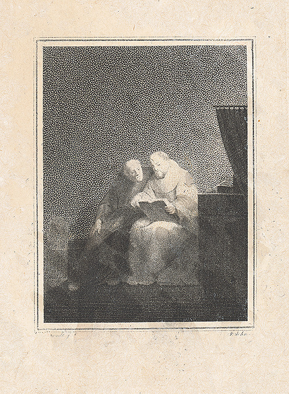 F. John, Rembrandt van Rijn – Dvaja učenci čítajúci knihu