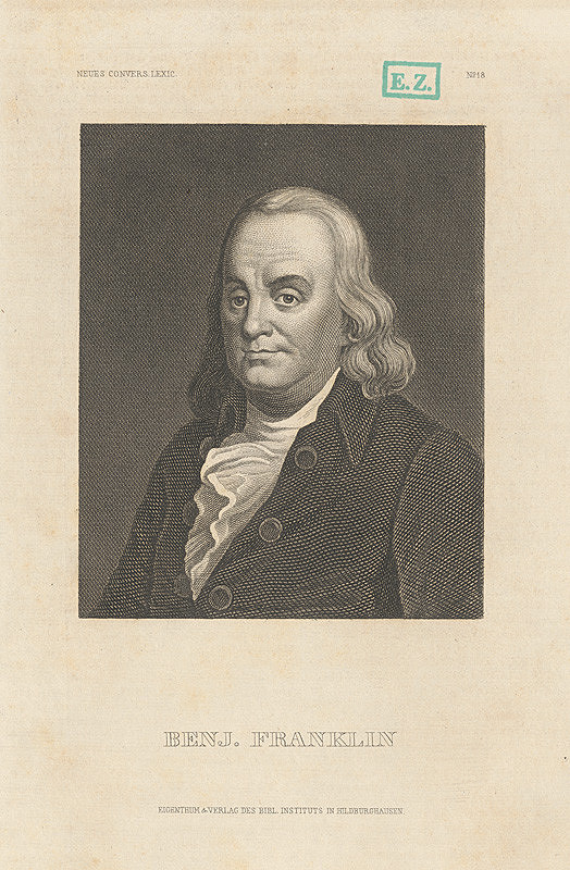 Anglický grafik ? – Portrét Benjamina Franklina