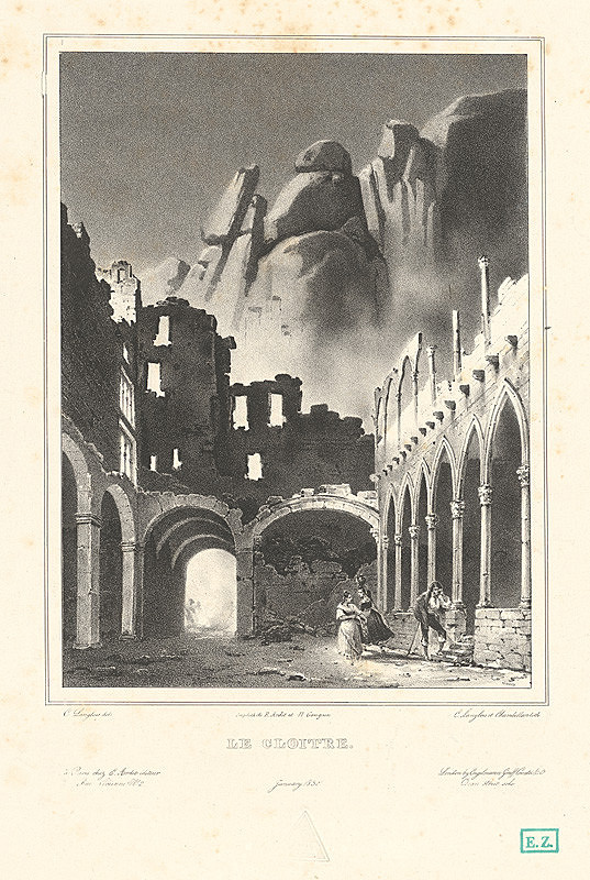 Chambellan, Jean-Charles Langlois, Gottfried Engelmann, Henri Gaugain – Ruiny gotického chrámu v horách (Kláštor) 