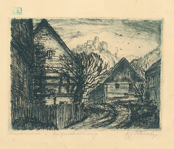 Adolf Petříček – Sedliacké domy v dedine