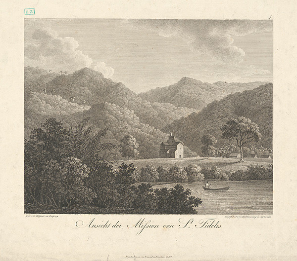 Johann Jakob Wagner, Heinrich Ludwig Brönner, Friedrich Haldenwang – Pohľad na misionársku osadu San Fidelis (Pohľad na Misiu sv. Fidelisa)  
