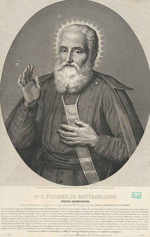 Francúzsky grafik z polovice 19. storočia, Félix Alcan, Friedrich Överbeck – Portrét cirkevného predstaviteľa (Blahoslavený páter Pierre Fourier de Mattaincourt) 