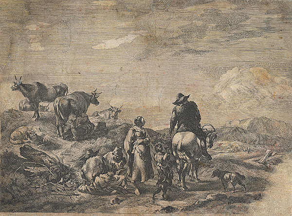 Holandský grafik z 18. storočia – Pastieri so stádom kôz