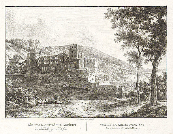 Georg Primavesi – Severný  pohľad na Heidelberský zámok (Pohľad na zámok Heidelberg zo severovýchodu) 