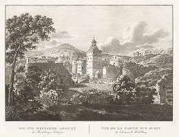 Georg Primavesi – Juhozápadný pohľad na Heidelberský zámok (Pohľad na zámok Heidelberg z juhozápadu) 