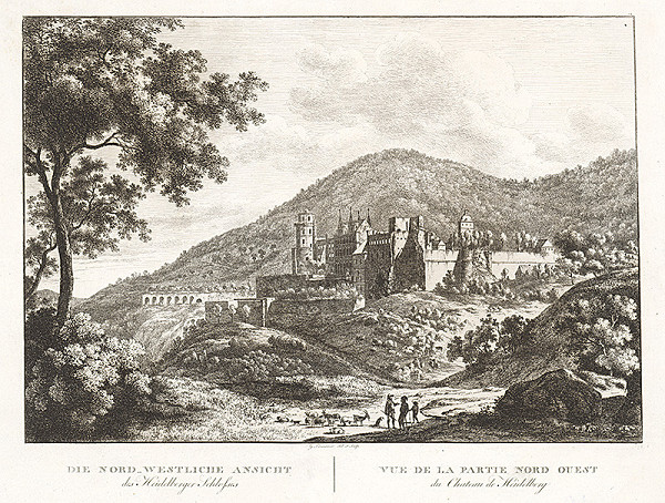 Georg Primavesi – Juhozápadný pohľad na Heidelberský zámok (Pohľad na zámok Heidelberg zo severozápadu)