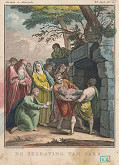 Jan Punt, Jan Daniel Beman – Abrahám hostí troch anjelov ((Pohreb Sáry (ilustrácia č. 247 Jedenástej knihy: Arnold Hoogvliet, Abraham, de aartsvader, in XII boeken)) 