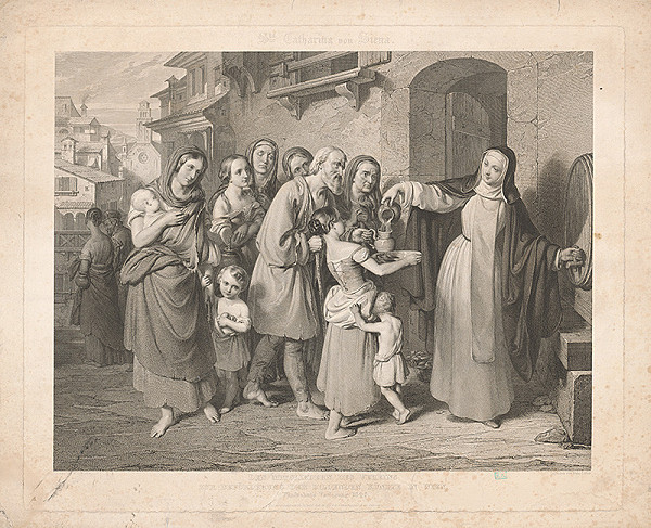 Franz Stöber, Wilhelm August Rieder, Gesellschaft für Vervielfältigende Kunst – Dobročinnosť svätice - Kláry ? Alžbety? (Sv. Katarína Sienská) 