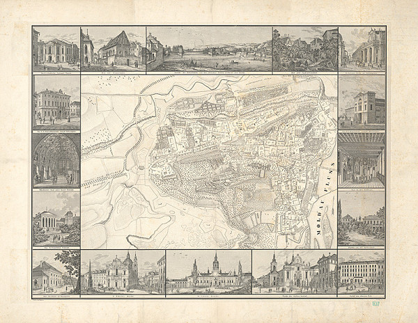 Franz von Weiss, Carl Vasquez Pinos – Plán Hradčan a Malej strany so 16. vedutami významných budov v Prahe 