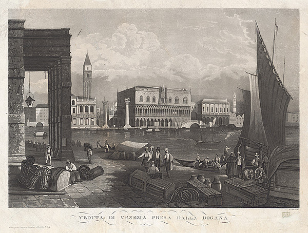 Francesco Citterio – Veduta Benátok s Dóžacím palácom (Pohľad na Dóžov palác v Benátkach) 