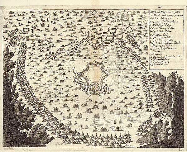 Gaspar Bouttats – Obliehanie Nových Zámkov turkami v septembri 1663