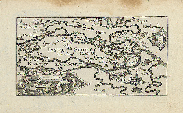 Rakúsky kartograf zo 17. storočia – Strategická mapa okolia Rábu a Nových Zámkov