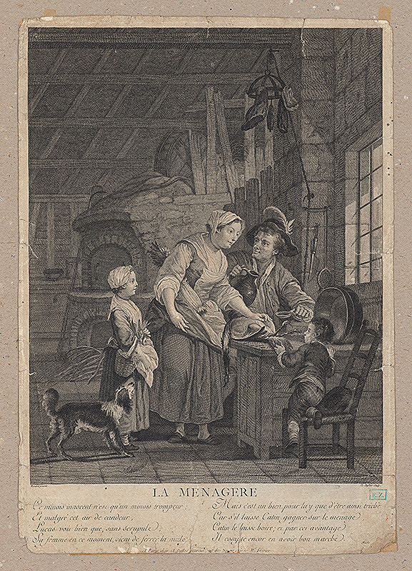 Claude Augustin Duflos, Bernárd – Rodina chystá jedlo (Žena v domácnosti) 