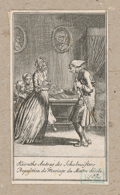 Daniel Nikolaus Chodowiecki – Ponuka k sňatku učiteľa (Učiteľ žiada ženu o ruku) 