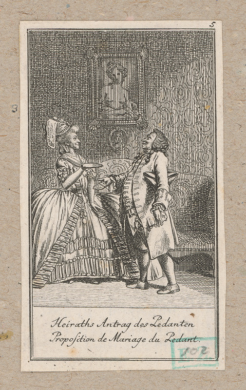 Daniel Nikolaus Chodowiecki – Ponuka k sňatku pedanta (Pedant žiada ženu o ruku) 