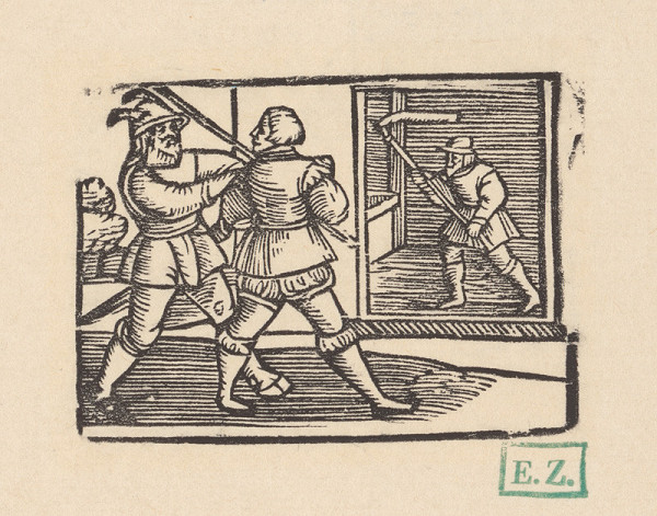 Norimberskí kopisti frankfurtského vydania Dyl Vlenspiegel – Eilenšpígel a človek prezlečený za čerta
